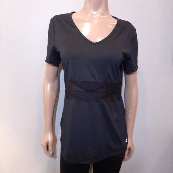 Titika Athletic Mesh TShirt Womens Size 10 Black Short Sleeve Sheer Fitted - Picture 2 of 9